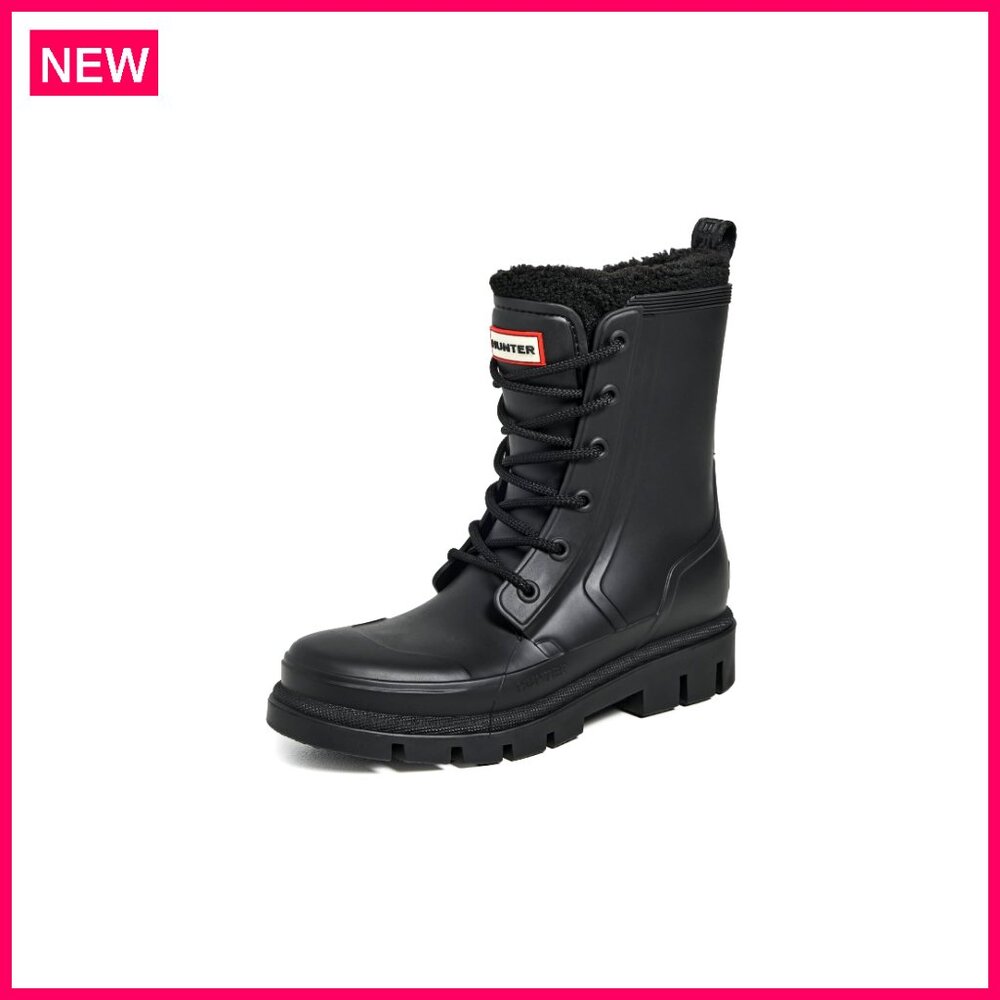 Waterproof Insulated Combat Boots With Faux Fur Lining, Lace-Up Closure
